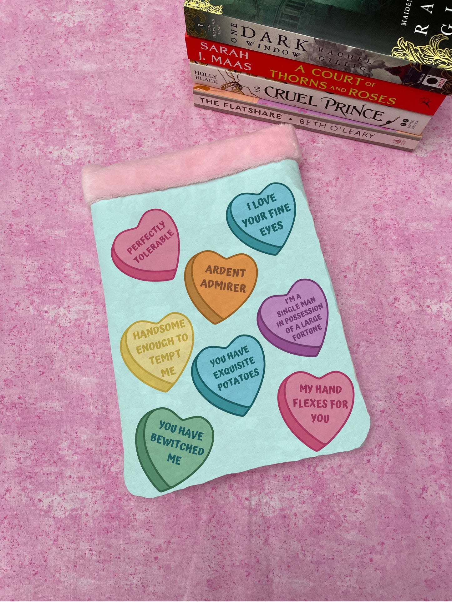 Pride and Prejudice Conversation Hearts Book Sleeve - Mr. Darcy Pride and Prejudice Pick Up Lines Handmade Design