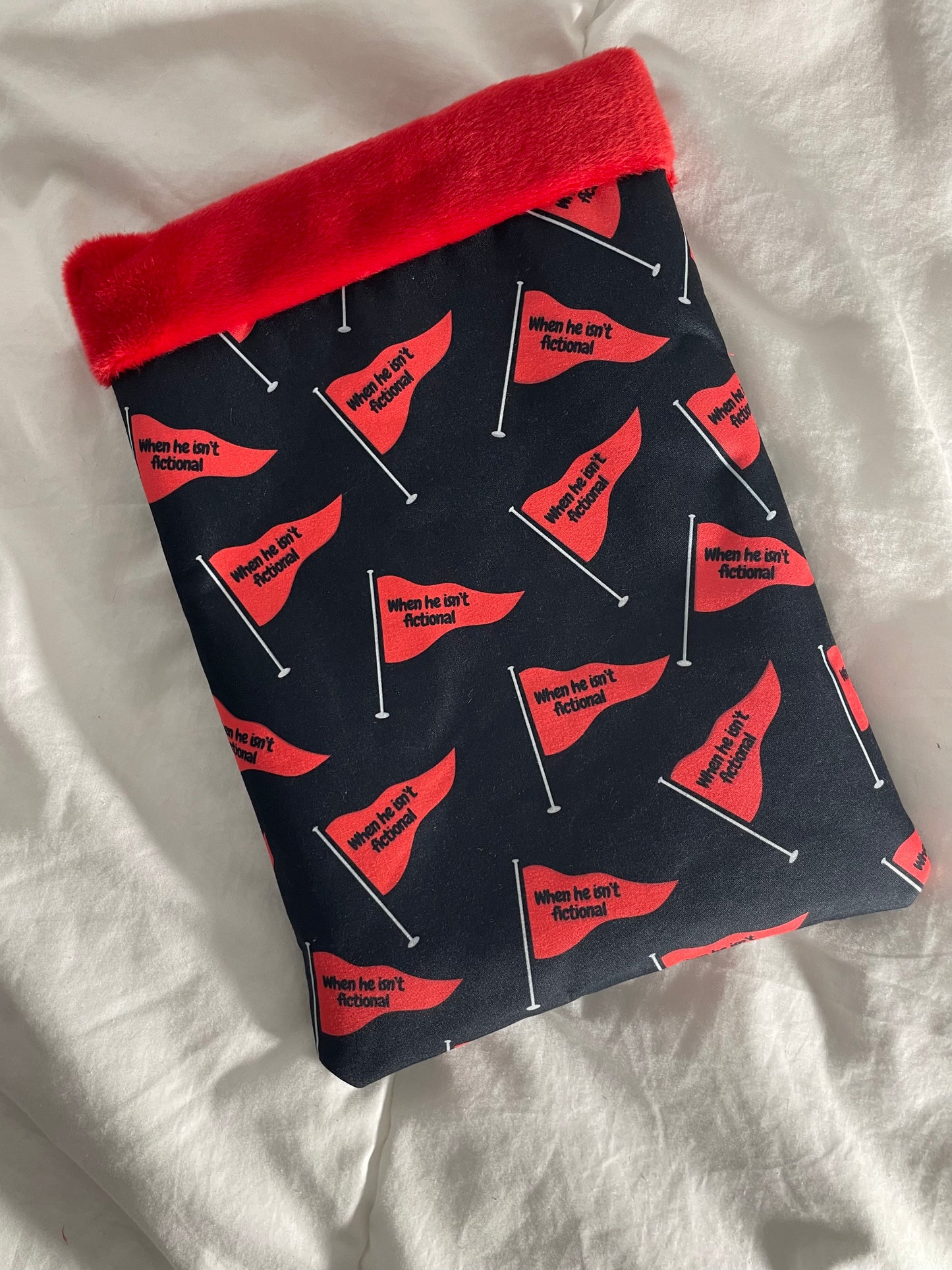 Emotionally Attached to Fictional Men – Double Sided Handmade Book Sleeve | Funny Bookish Gift for Readers, Book Boyfriend Lovers