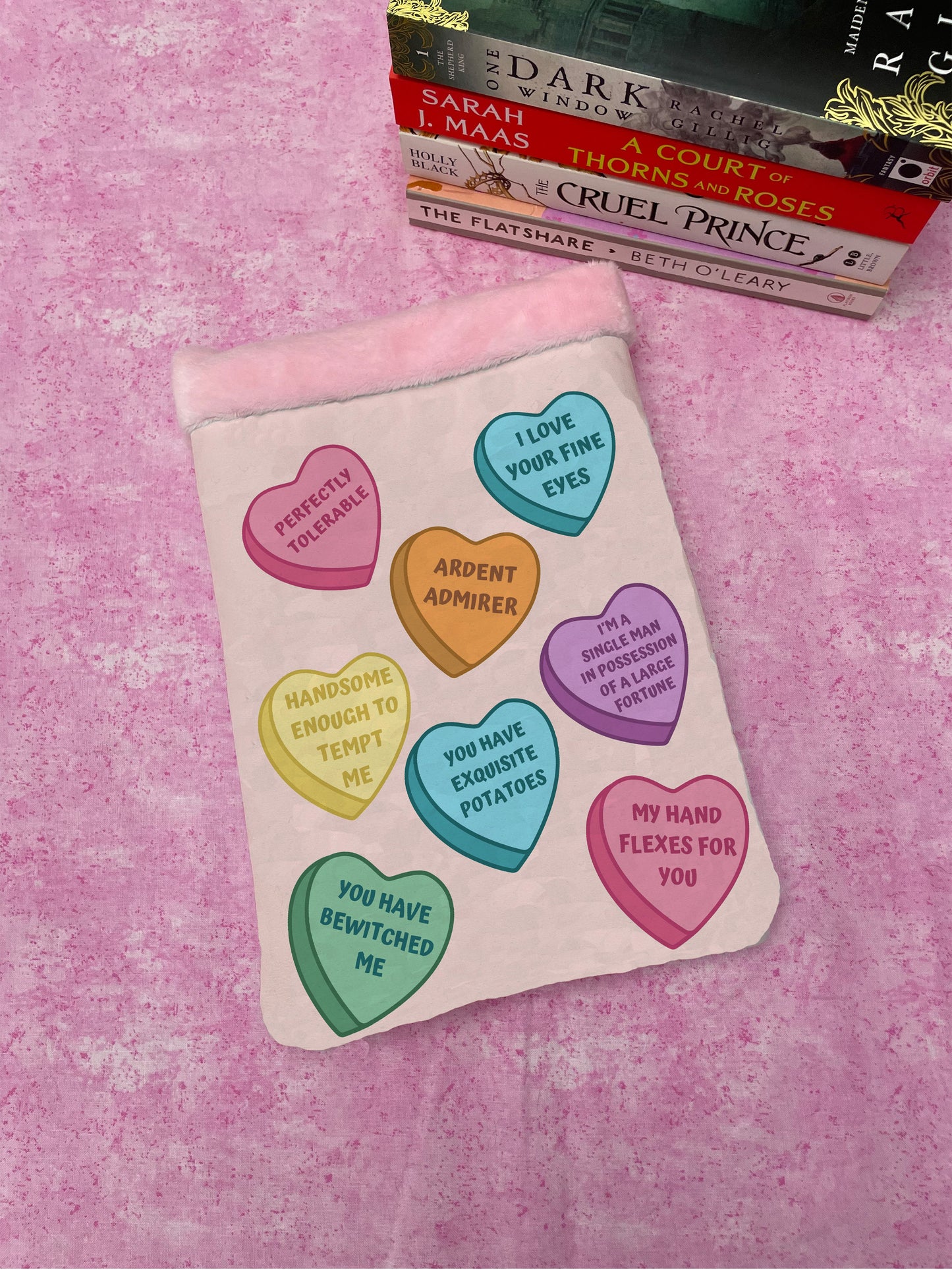 Pride and Prejudice Conversation Hearts Book Sleeve - Mr. Darcy Pride and Prejudice Pick Up Lines Handmade Design